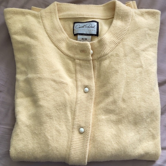 Vintage Carroll Reed Light Yellow Cardigan, Size M - Picture 8 of 12